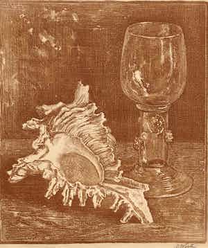 Anton Wirtz - stilleven met glas en schelp verkocht voor € 45!