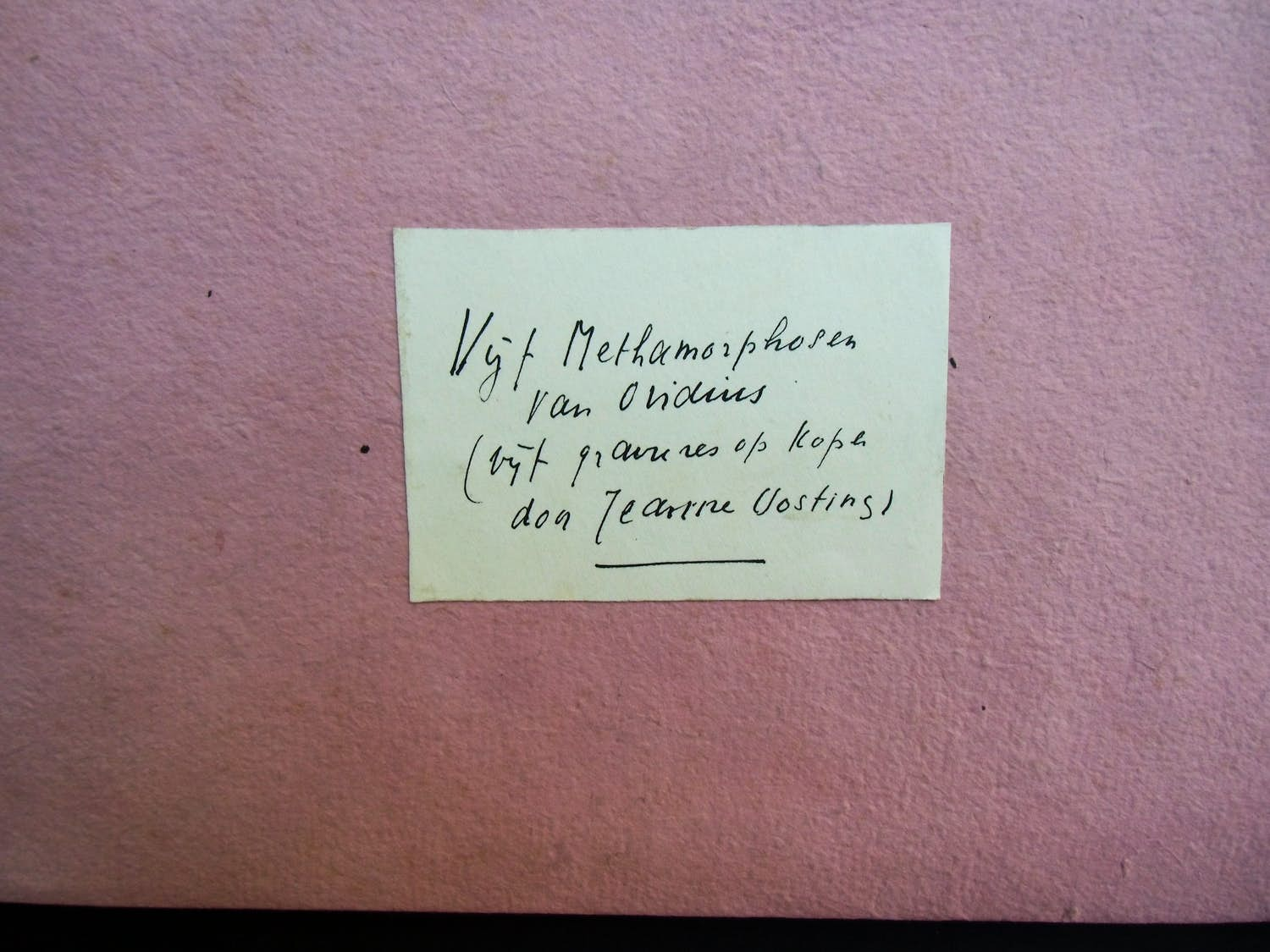 Buy Jeanne Bieruma Oosting - METAMORFOSEN VAN OVIDIUS /// VIJF KOPERGRAVURES VAN JEANNE BIERUMA OOSTING? Bid from 40!