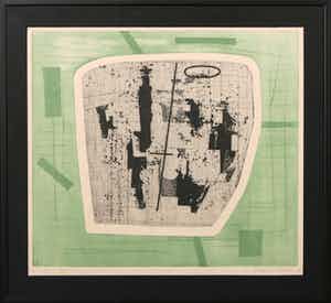 Wout van Heusden - Ets, Opdracht van de Vereniging " Willen Buytewech" - Ingelijst verkocht voor € 40!