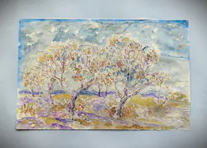 Henri van Lerven - 1951 - post impressionist. aquarel in "van Gogh stijl" bloesembomen" kopen? Bied vanaf 74!