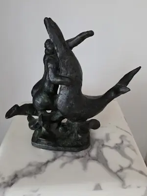 Nic Jonk - Groen gepatineerd bronzen beeld - Zee - 1976 - 1/1 (origineel) - 30 x 28 x 15 cm kopen? Bied vanaf 1150!