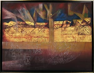 Bert Grotjohann - Gemengde techniek op doek, Byzantijns landschap II - Ingelijst (Groot) kopen? Bied vanaf 100!