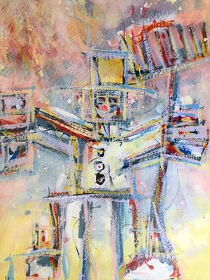 Ad Verstijnen - "Robot" - Acryl op papier, Ingelijst kopen? Bied vanaf 90!