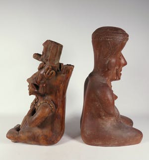 Niet of onleesbaar gesigneerd - Terracotta, Lot van twee sculpturen kopen? Bied vanaf 10!