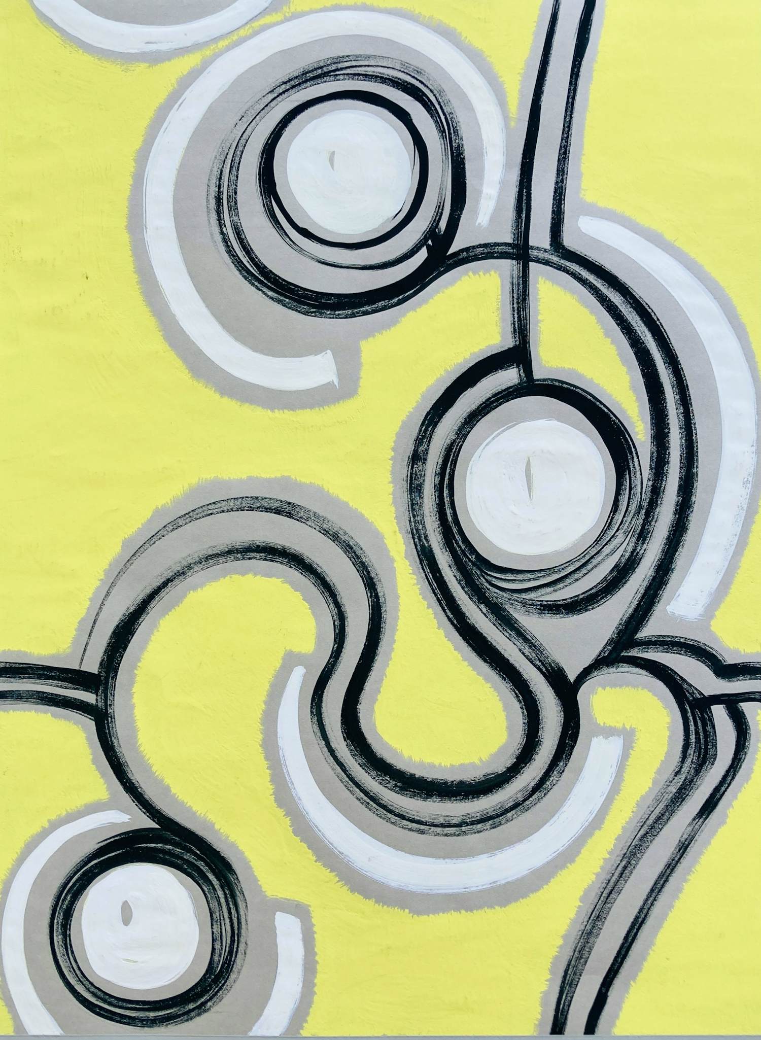 Ton Pape - compositie in zwart wit en geel kopen? Bied vanaf 55!