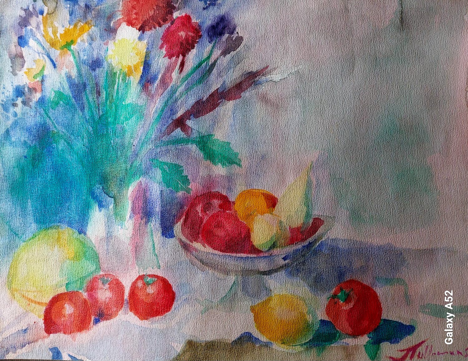 Jan Tullemans - Stilleven met bloemen en fruit verkocht voor € 95!