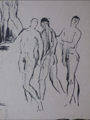 Edwin Scharff - Naakt lopende mannen - Litho kopen? Bied vanaf 45!