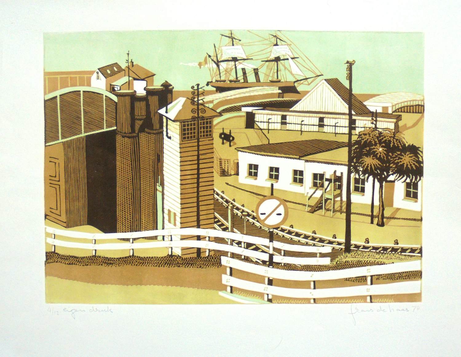 Frans de Haas - haven met zeegezicht. kopen? Bied vanaf 75!