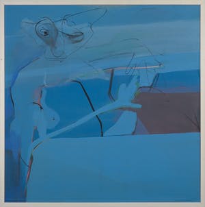 Jorine Giezen - Acryl op doek, Z.T. Fantasiefiguur in blauw - Ingelijst kopen? Bied vanaf 1!