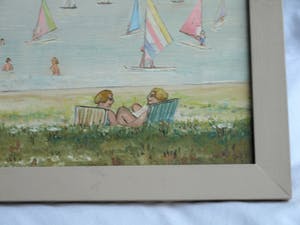 Niet of onleesbaar gesigneerd - Olieverf op paneel , “Strand Muiderberg” – gesigneerd & ingelijst - 1989 kopen? Bied vanaf 10!