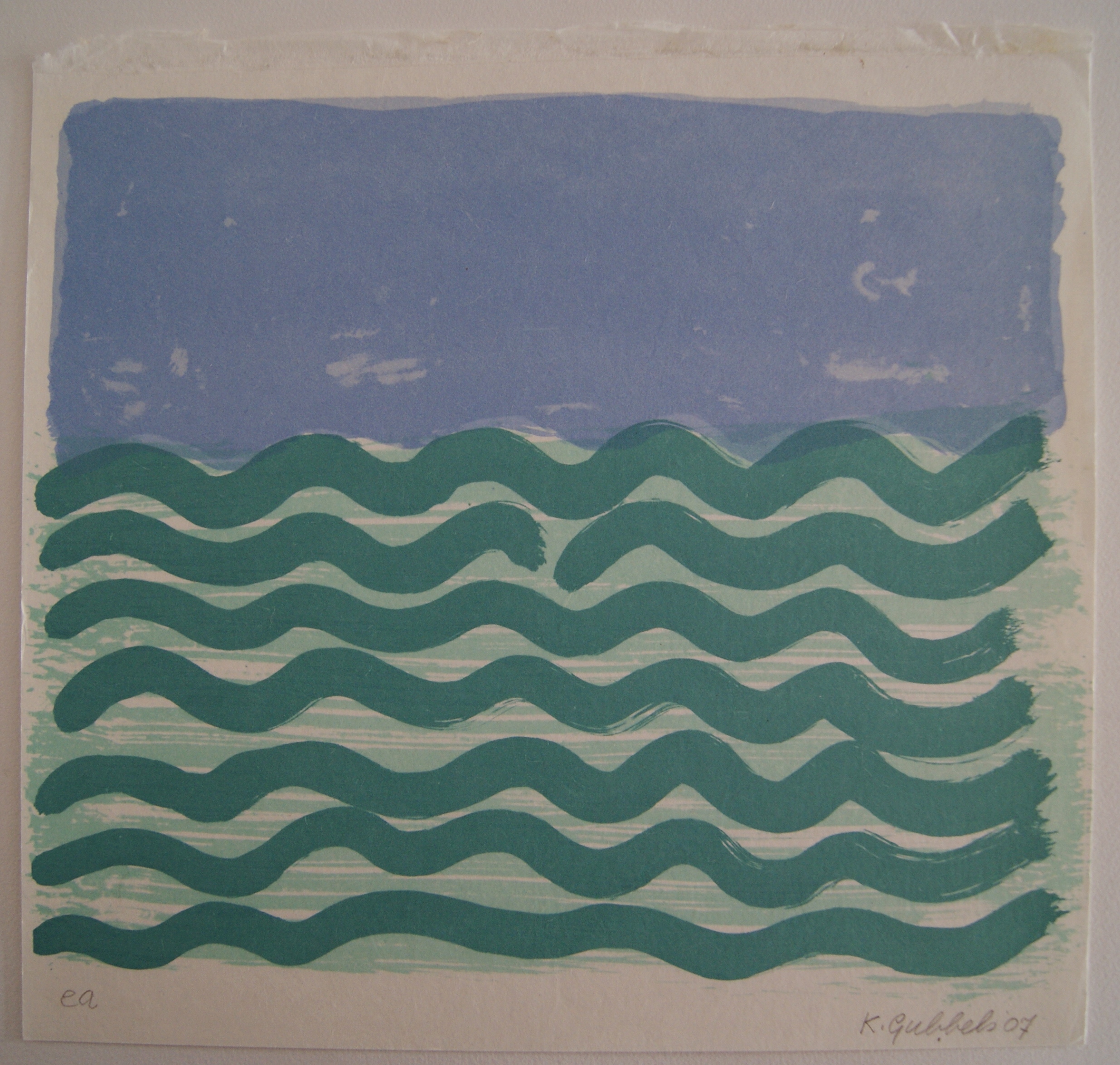 Klaas Gubbels - litho op handgeschept papier 'Het water' - 2007 verkocht voor € 145!