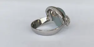 Talento Italiano designer 18 KT witgouden ring met aquamarijn en diamanten kopen? Bied vanaf 900!