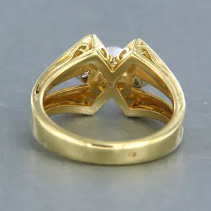 18k bicolour gouden ring met parel en diamant 0.30ct - rm 17.25(54) kopen? Bied vanaf 575!
