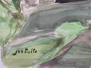 Jan Nolte - aquarel - 'Mediterraans dorp in berglandschap' (UNIEK WERK) kopen? Bied vanaf 75!