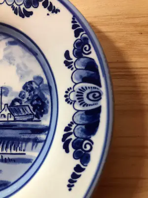 Amstelhoek - delfts blauw bordje 12,5 cm handwerk door Elesva Amsterdam kopen? Bied vanaf 1!
