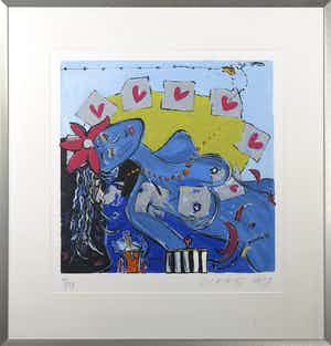 Miriam Slaats - Zeefdruk, Zonder titel - Ingelijst verkocht voor € 35!