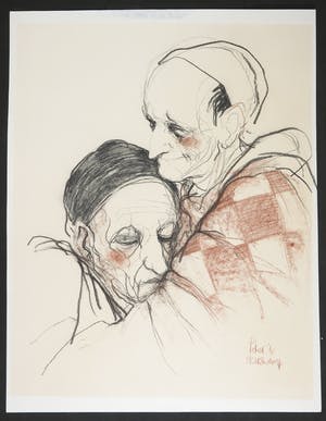 Peter Harskamp - Krijttekening, Twee figuren kopen? Bied vanaf 1!