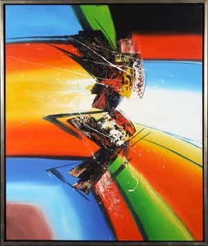 Lee Cole - Acryl op doek - Abstractie, ingelijst (groot) verkocht voor € 1!