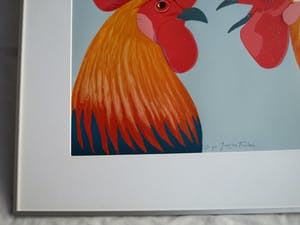 Jurjen Fontein - Zeefdruk , “Kippen” – gesigneerd & ingelijst kopen? Bied vanaf 1!