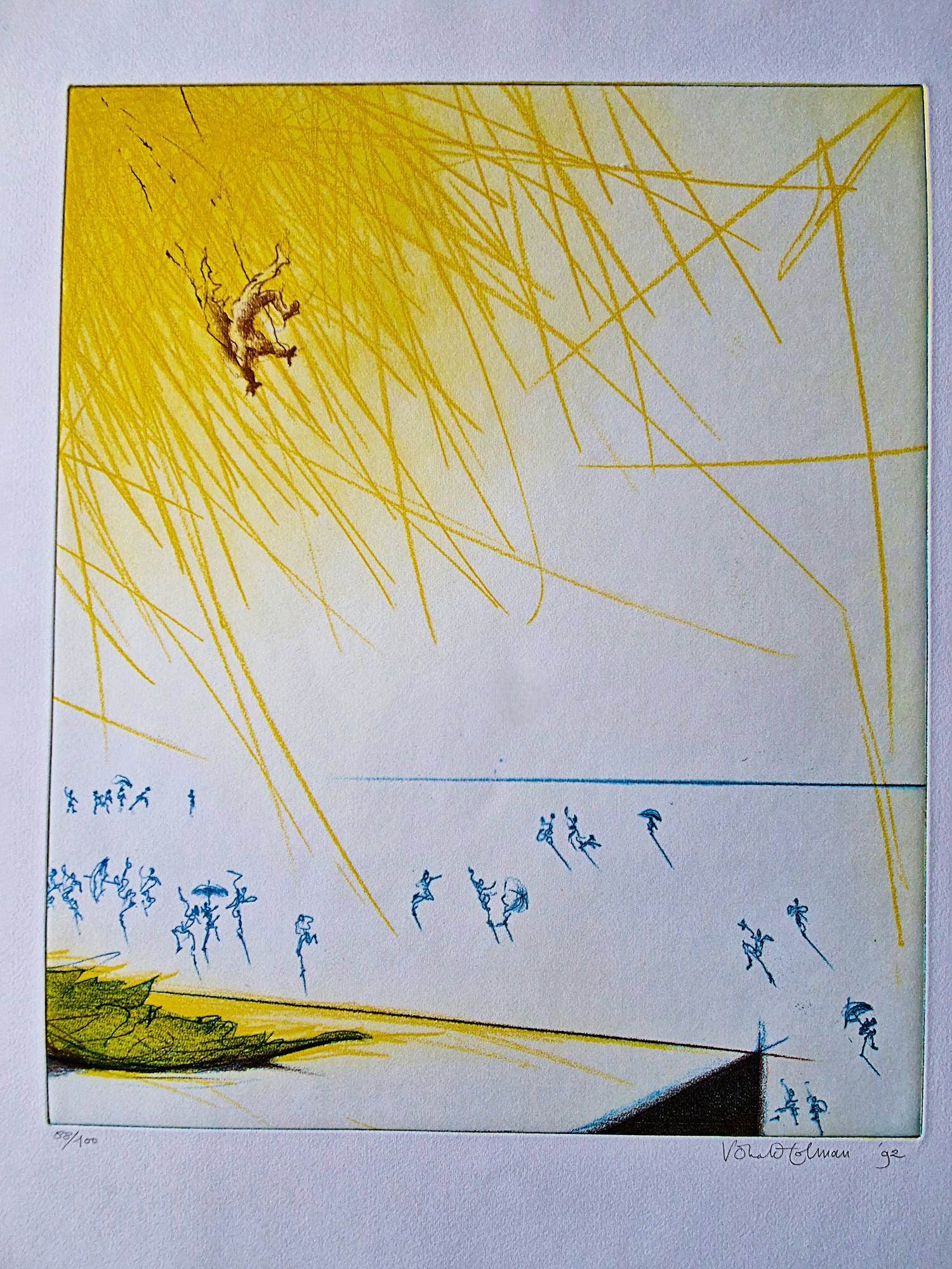 Ronald Tolman - grote kleuren Ets & Aquatint "IKANOS II" - Gelderse grafiekmap '92 verkocht voor € 58!