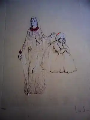 Leonor Fini - Originele ets "Twee vrouwen" vendu pour 50€ !