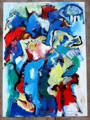 Jos van Beek - acryl op papier: In elkaar overvloeiend - 1995 kopen? Bied vanaf 199!