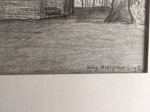 Elly Kuipers - potloodtekening - de Valkhofkapel te Nijmegen kopen? Bied vanaf 25!