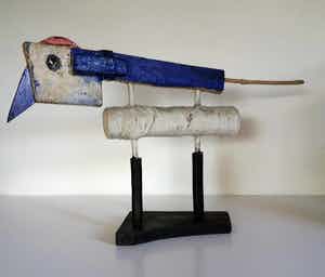 Johan Claassen - Witbuik/Blauwvogel, gemengde techniek, 1986 verkocht voor € 200!