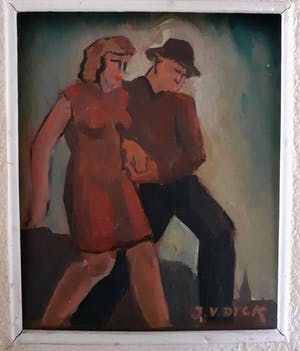 Niet of onleesbaar gesigneerd - Man en vrouw gearmd kopen? Bied vanaf 1!