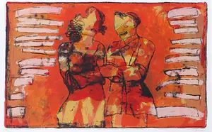 Sjer Jacobs - Zeefdruk, Man en vrouw - Ingelijst kopen? Bied vanaf 50!