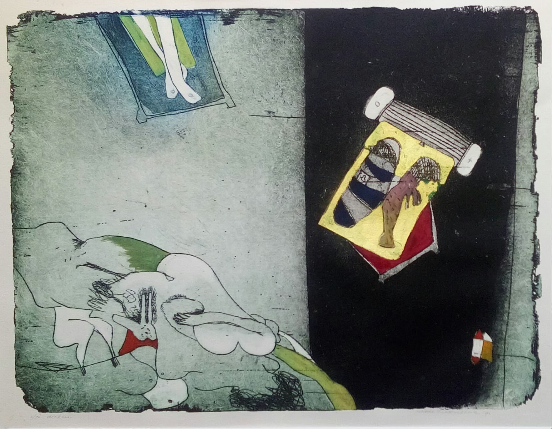 Michel van Overbeeke - Darkness - ingekleurde ets met bladgoud kopen? Bied vanaf 65!