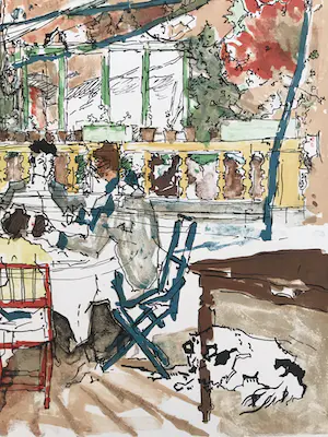 Jean Jacques Gailliard - Gesigneerde kleurenlitho - "Terras" - 145/145 kopen? Bied vanaf 75!