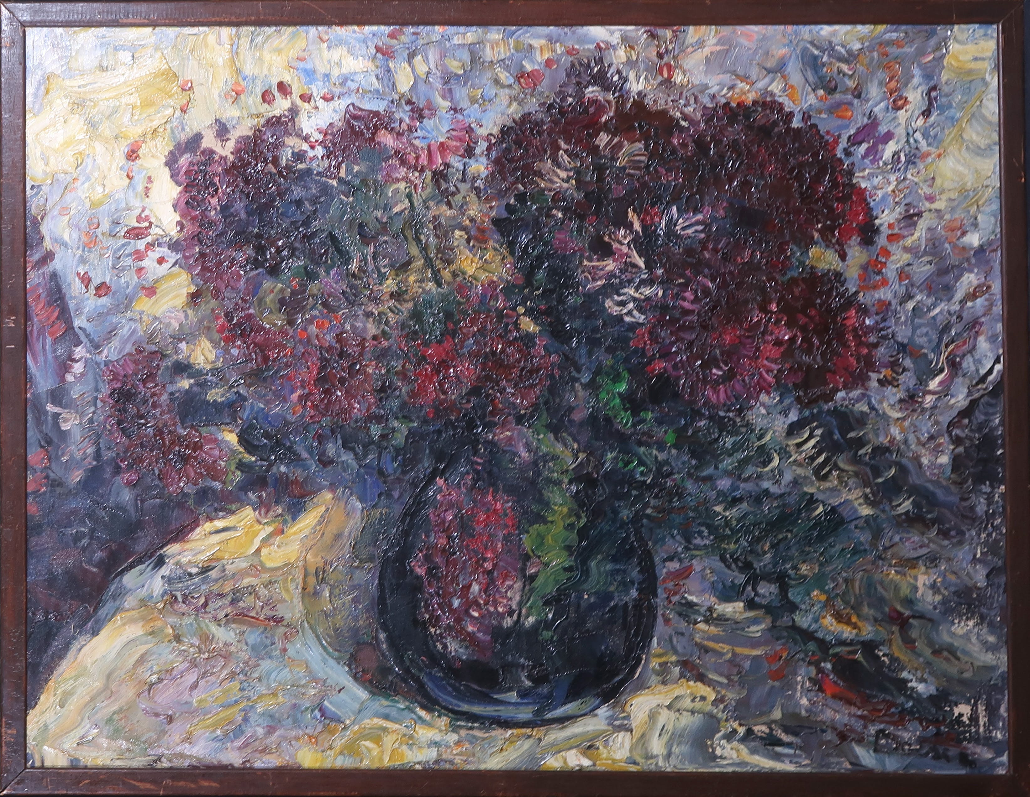 Jacobus Doeser - Acryl op doek, Bloemen in vaas - Ingelijst verkocht voor € 100!