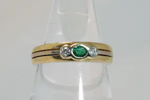 Acheter32 - 18 karaats gouden bicolor ring met diamant ca 0.10 crt briljant? Enchérissez de 480!