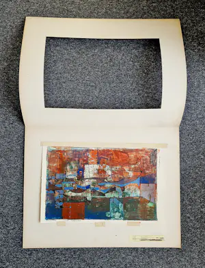 Hannes Postma - Grote in 1959 gemaakte gemengde techniek "Horizontaal" gesigneerd kopen? Bied vanaf 58!