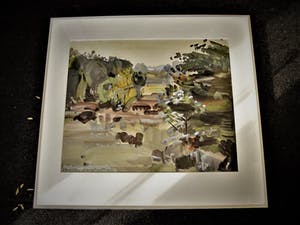 Hein Stork - GROTE impressionistische Gouache "Landschap Ruinen Drenthe" gesigneerd kopen? Bied vanaf 10!
