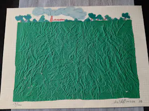 Mark Brusse - hand gesigneerde collage en litho op papier | 1980 kopen? Bied vanaf 30!