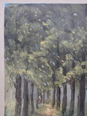 Jan Kelderman - Bosgezicht met vrouw. Zonnig laantje. Putten. kopen? Bied vanaf 20!