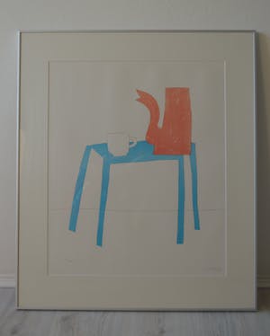 Klaas Gubbels - Litho: Rode kan, witte kop en blauwe tafel kopen? Bied vanaf 250!