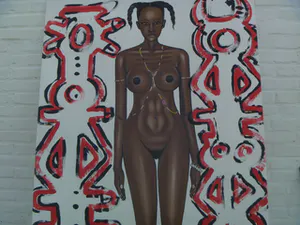 Peter Klashorst - afgeprijst : UNIEK : zeer groot schilderij van een naakte afrikaanse dame , kopen? Bied vanaf 575!