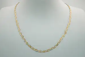 Acheter60 - Elegant 14 karaat gouden tri color gevlochten collier? Enchérissez de 290!