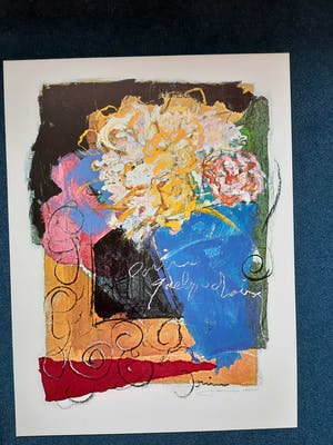 Buy Ger Doornink - Bouquet en bleu - originele litho, genummerd 470/1000 en handgesigneerd? Bid from 25!