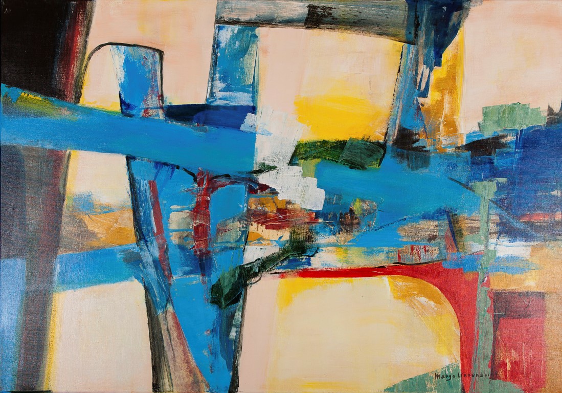 Marga Linnenbrink - Acrylverf op doek - gesigneerd r.o. - Delft verkocht voor € 10!