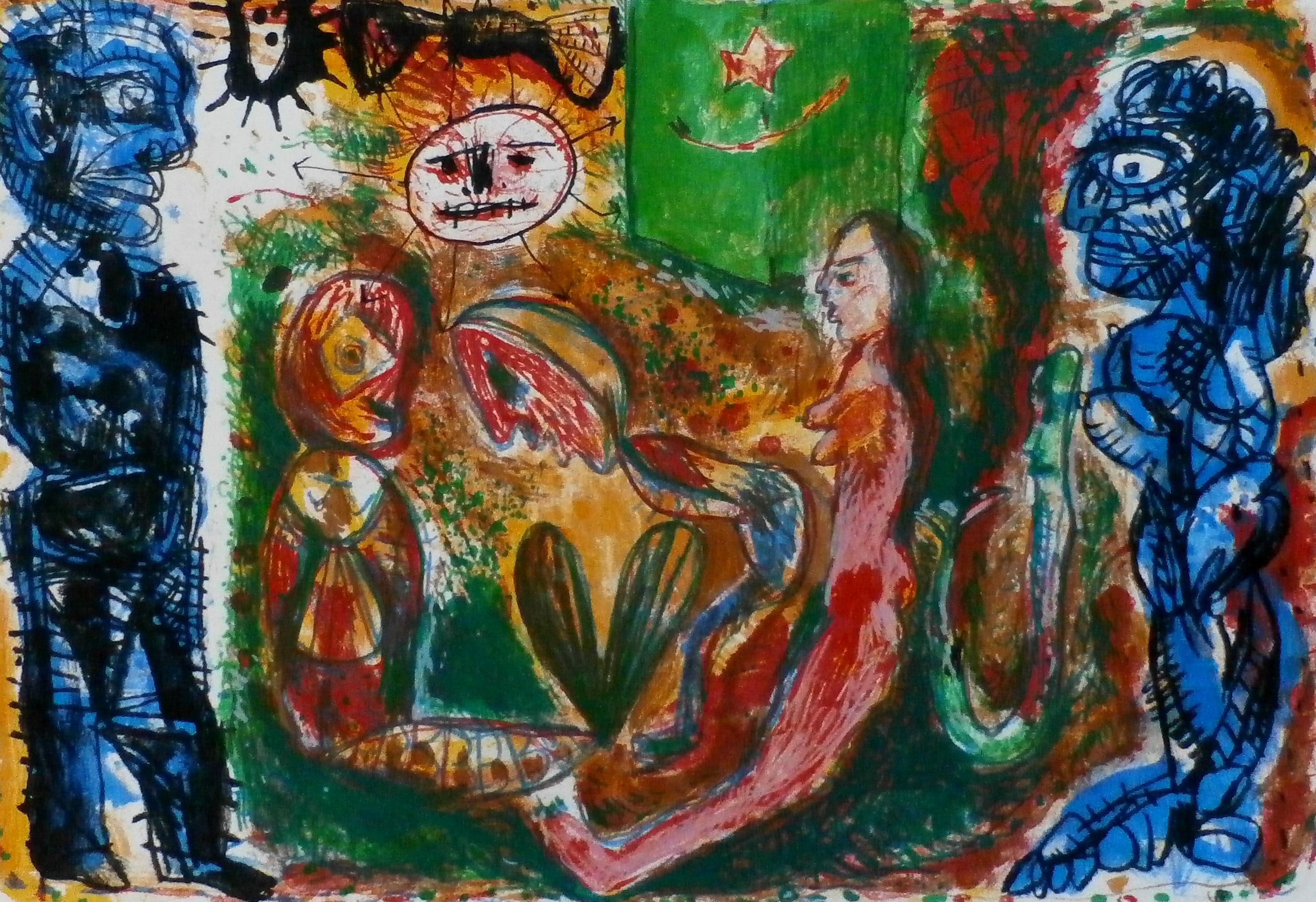 Rik van Iersel - zeefdruk: nachtelijke ontmoeting - 1989 verkocht voor € 35!