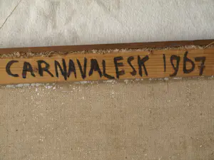 George Degenhart - Olieverf op doek , Carnavalesk – Ingelijst, 132 x 142 cm. – 1967 kopen? Bied vanaf 200!