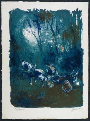 Jan Mensinga - Litho, Landschap met koets kopen? Bied vanaf 35!