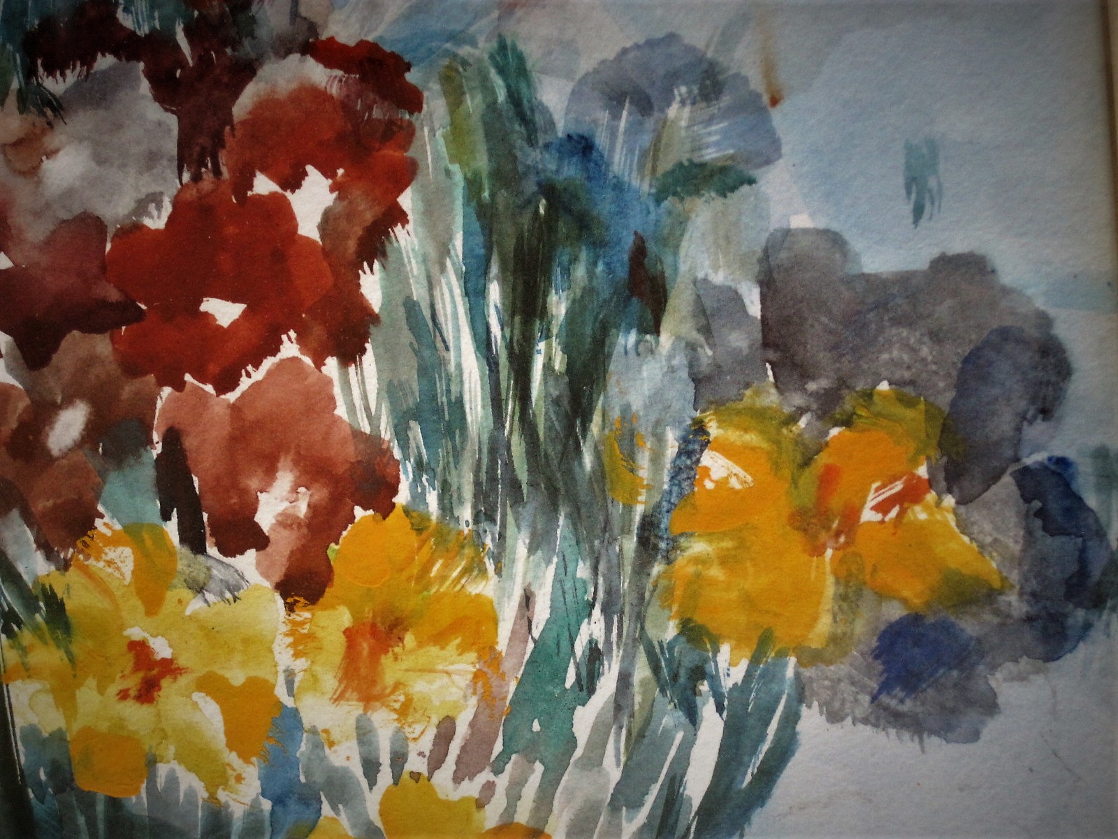 Betsy Westendorp-Osieck - expressionistisch Aquarel "Veldbloemen" van Amsterdamse Joffer kopen? Bied vanaf 1!