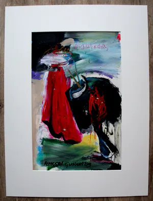 Gerriet Postma - Gouache: Torero - 1989(Groot werk in passe-partout) kopen? Bied vanaf 275!