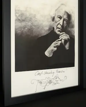Carl-Henning Pedersen - Uniek - Tekening op Portret van CoBrA-kunstenaar Pedersen kopen? Bied vanaf 3850!