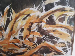 Tine van Diepen-Alderliefste - Gouache Kalfje op stro kopen? Bied vanaf 100!